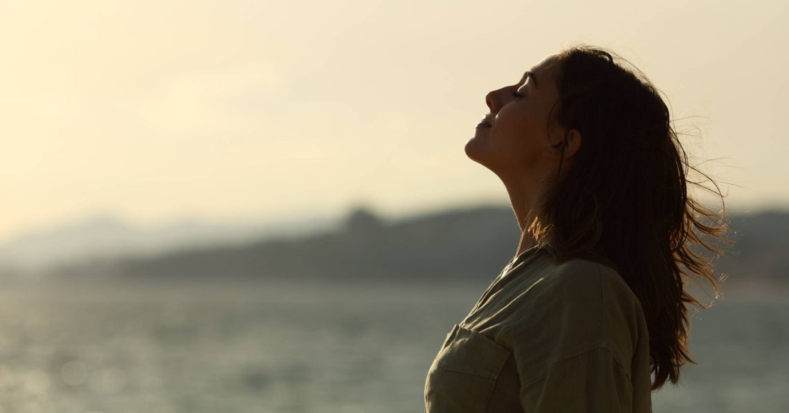 woman taking time to relax and breathe